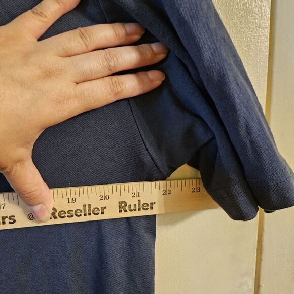 Travis Mathew Nash Polo Shirt Mens Large Navy Blue Striped Golf Performance - Picture 8 of 9